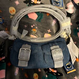 Coach Denim Blue Shoulder Bag with Silver Accents